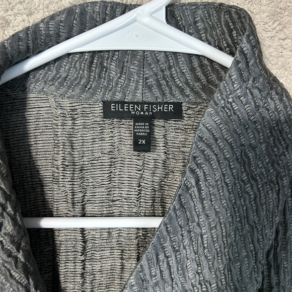 Eileen Fisher silk Charcoal Textured Jacket career casual 2X - Picture 2 of 11